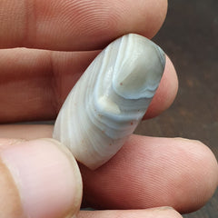 Antique Tibetan Gray Agate Bead: A Rare Gem from the Past 24.8x19.2 mm AGT5