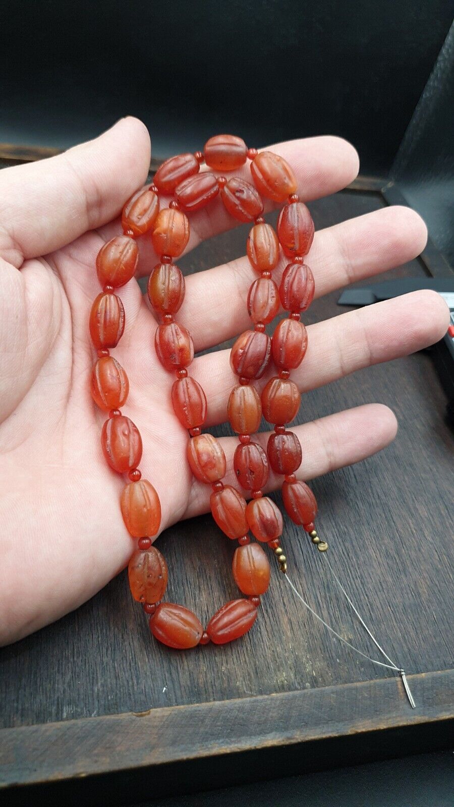 RARE Old antique Indo Tibetan Carnelian Agate Beads Melon Shape Beads necklace