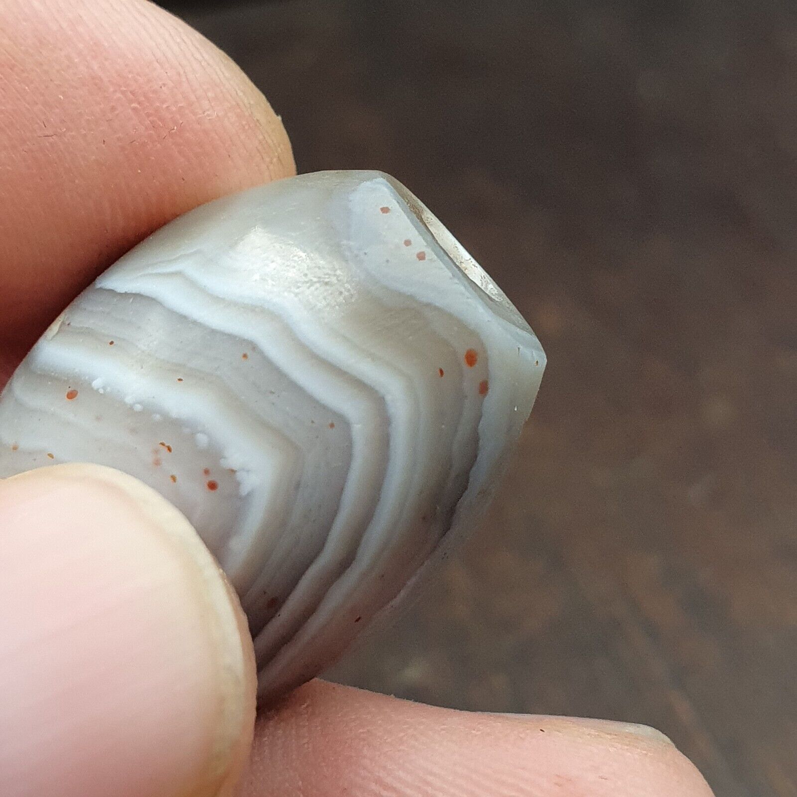 Antique Tibetan Gray Agate Bead: A Rare Gem from the Past 24.8x19.2 mm AGT5