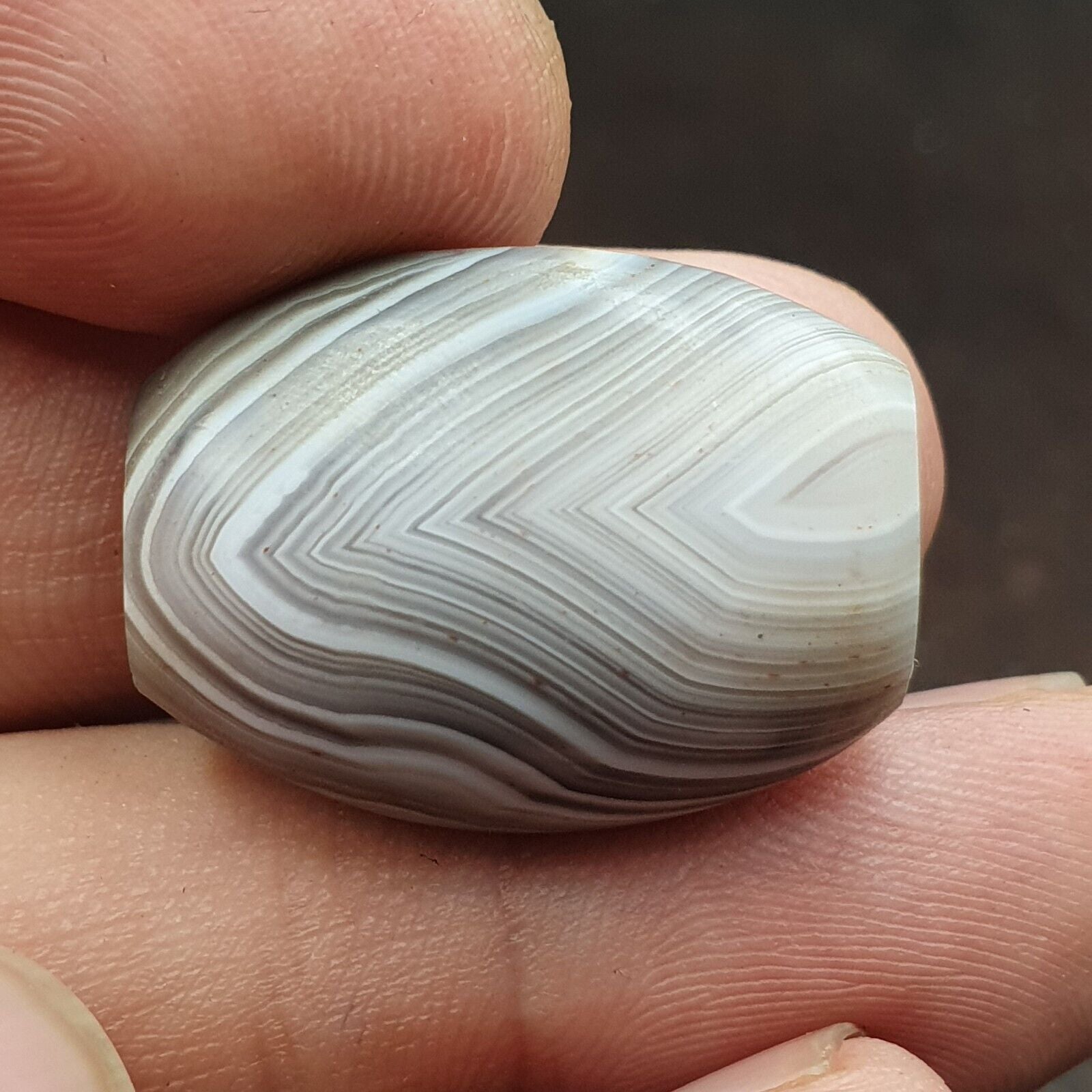Antique Tibetan Gray Agate Bead: A Rare Gem from the Past 24.8x19.2 mm AGT5