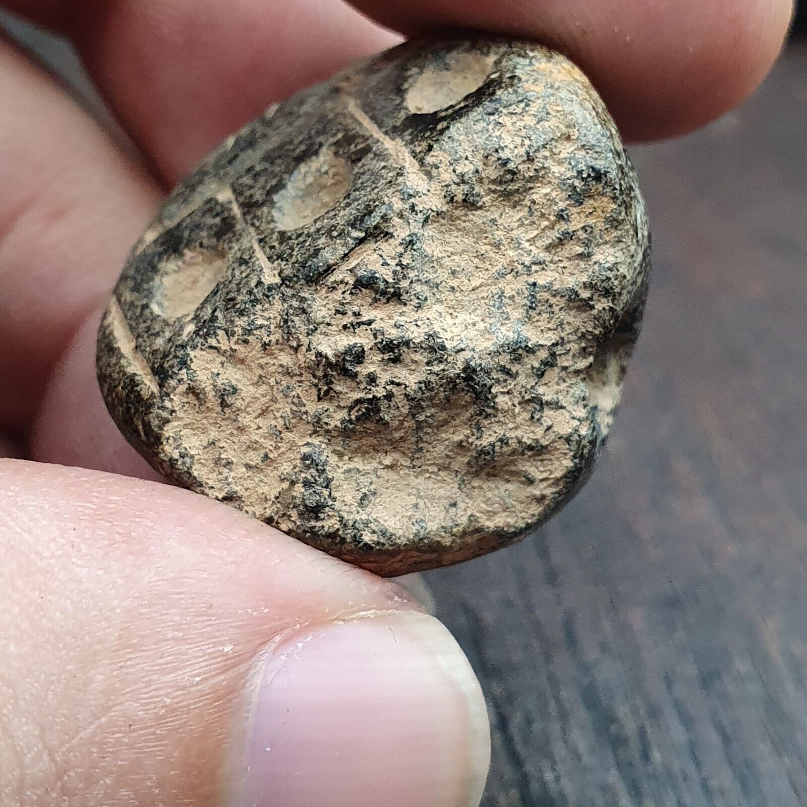 Antique Ancient Roman Period Stone Steal Stamp Bead Broken