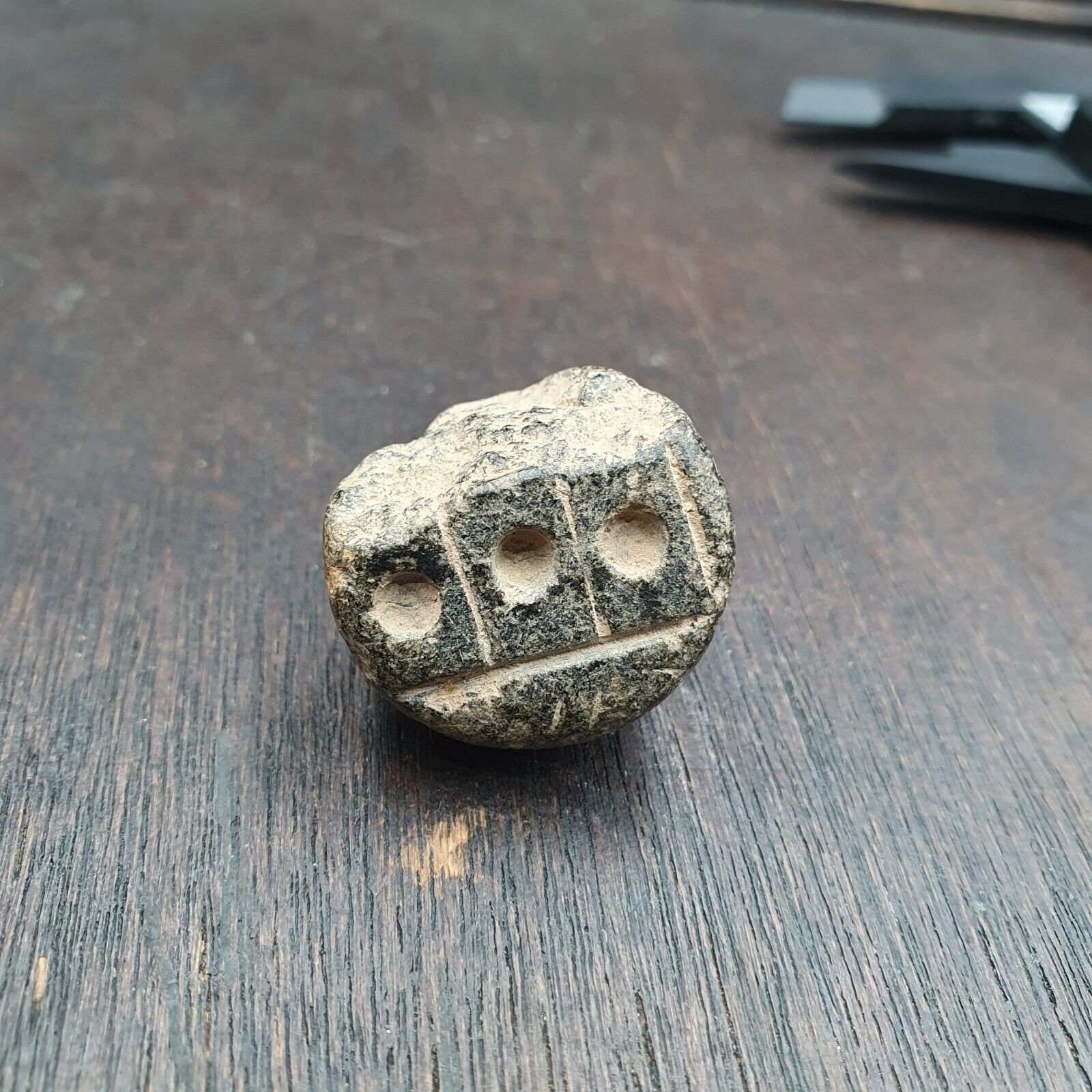 Antique Ancient Roman Period Stone Steal Stamp Bead Broken