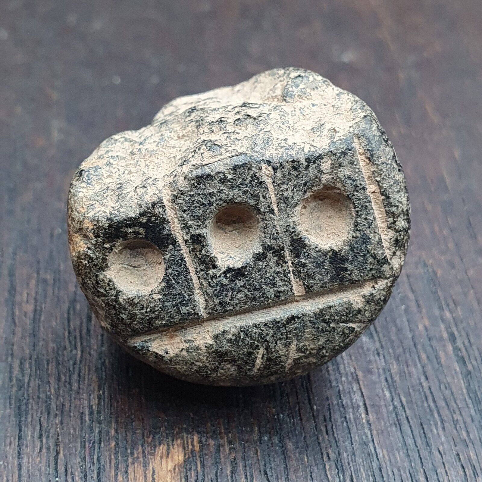 Antique Ancient Roman Period Stone Steal Stamp Bead Broken