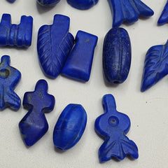 Lot Of 25 Pcs Rare Top Quality Lapis Lazuli Stone Amulets Different Shapes