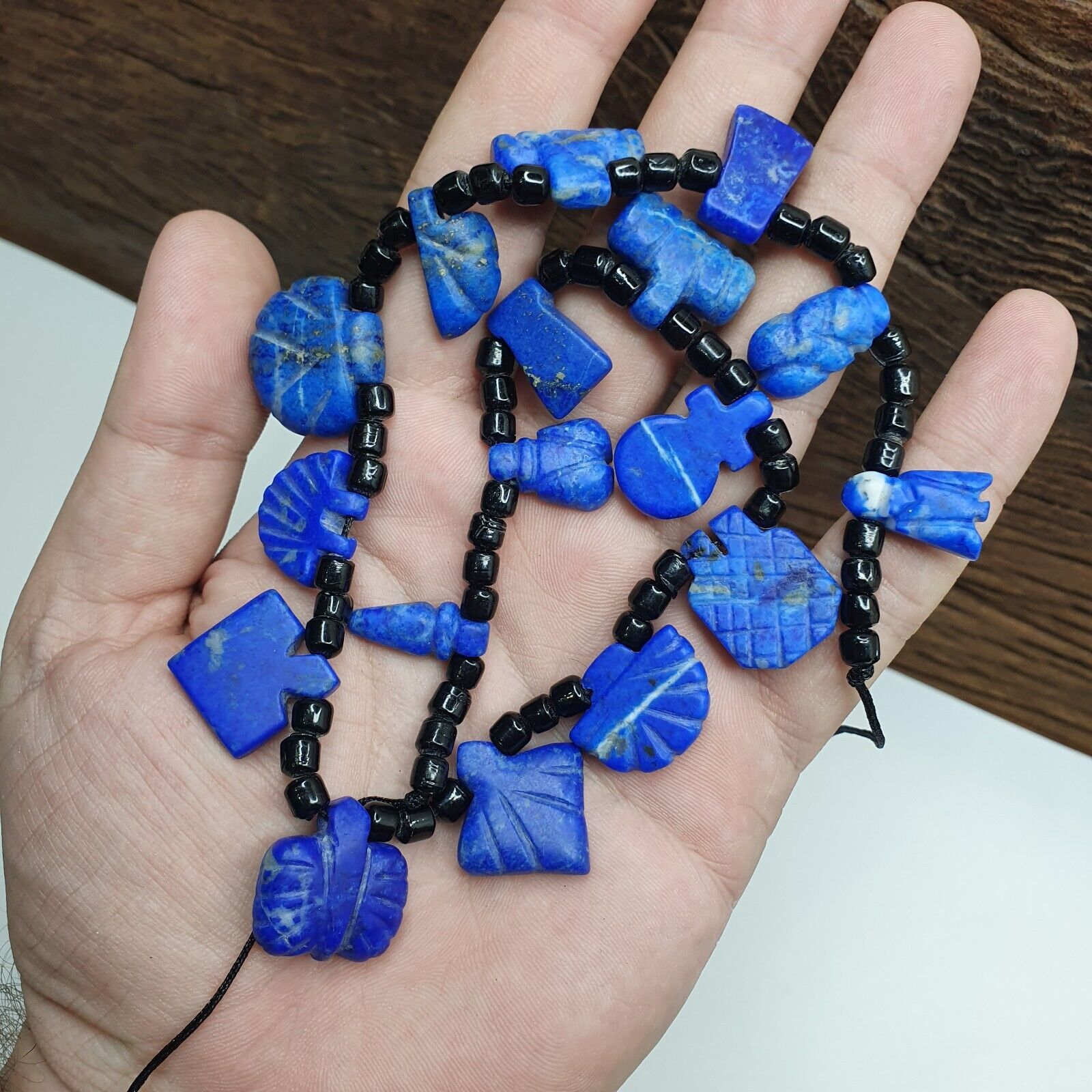 Lot Of 17 Pcs Rare Top Quality Lapis Lazuli Stone Amulets mix Shapes Necklace