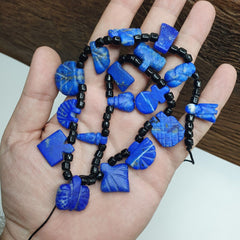 Lot Of 17 Pcs Rare Top Quality Lapis Lazuli Stone Amulets mix Shapes Necklace