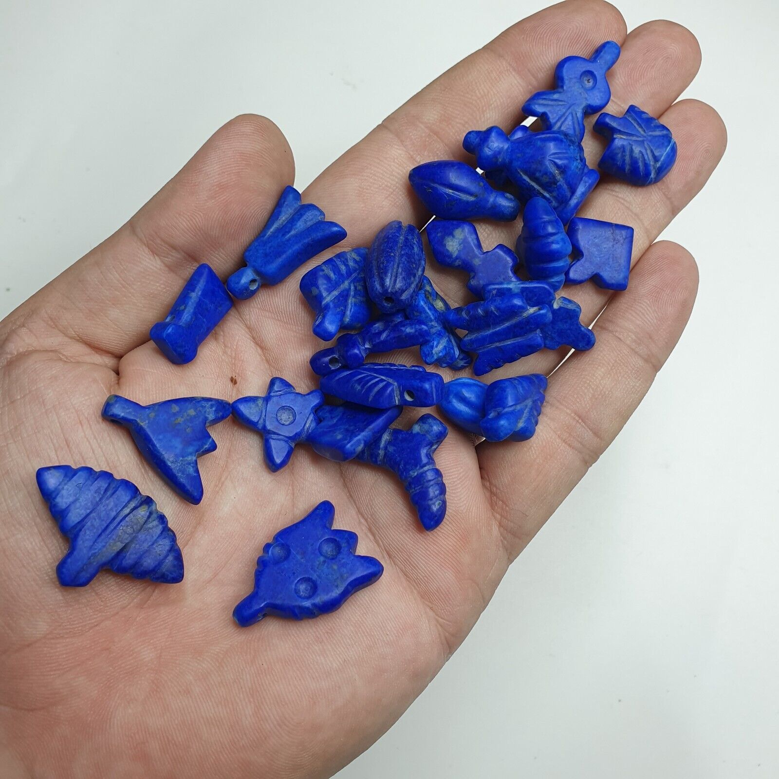 Lot Of 25 Pcs Rare Top Quality Lapis Lazuli Stone Amulets Different Shapes