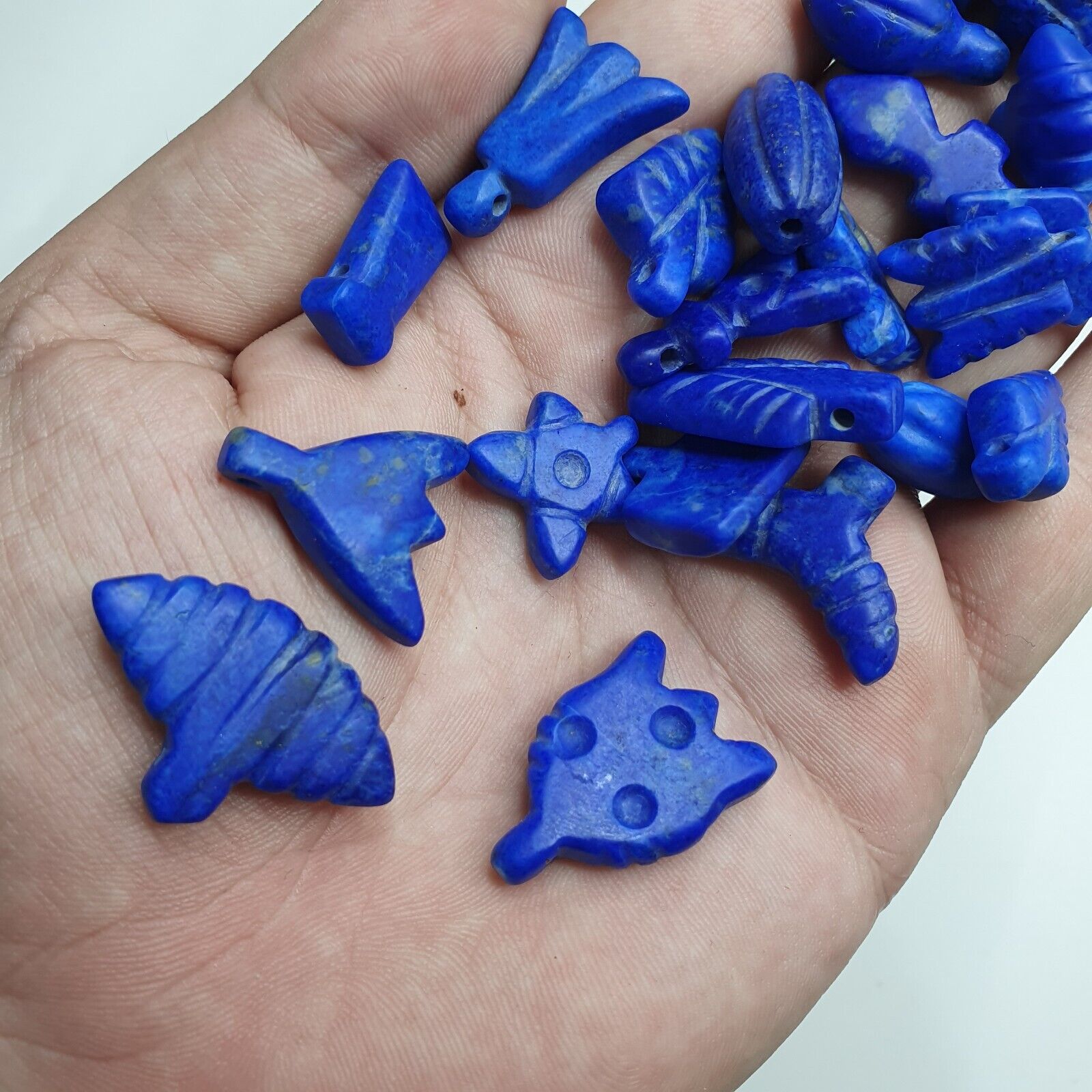 Lot Of 25 Pcs Rare Top Quality Lapis Lazuli Stone Amulets Different Shapes