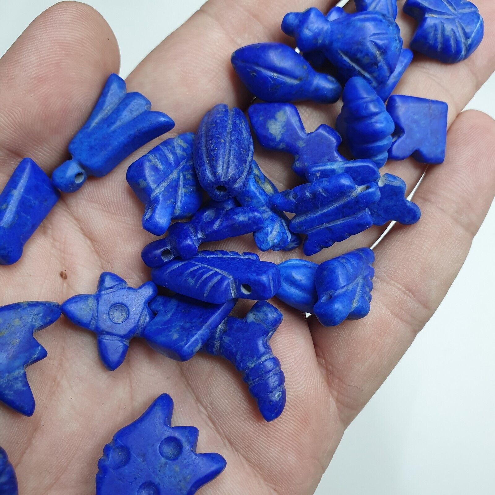 Lot Of 25 Pcs Rare Top Quality Lapis Lazuli Stone Amulets Different Shapes