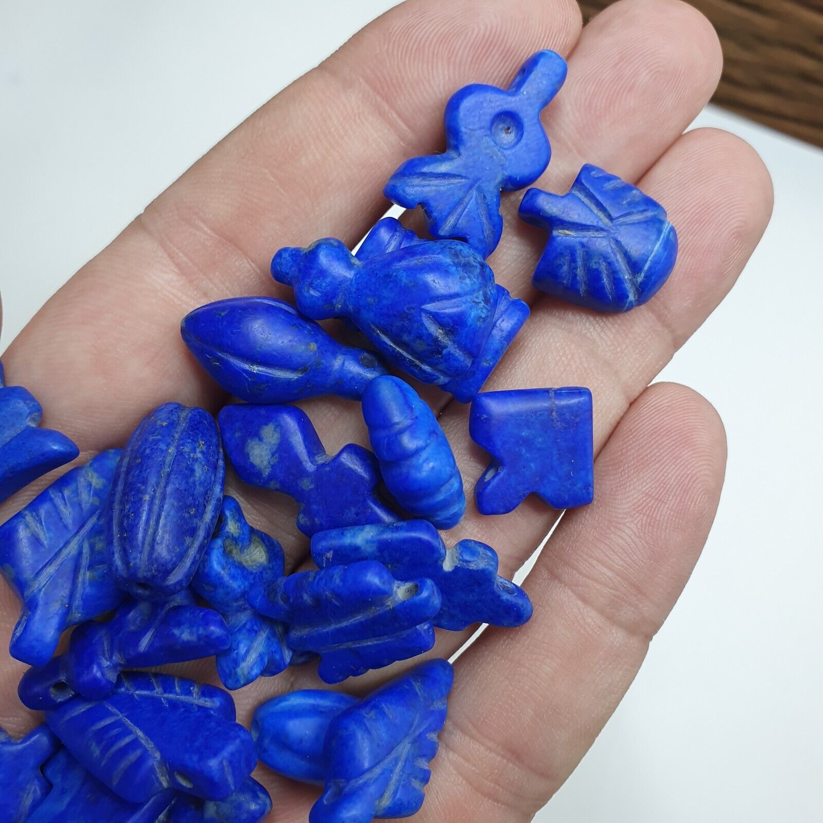 Lot Of 25 Pcs Rare Top Quality Lapis Lazuli Stone Amulets Different Shapes