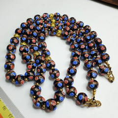 MURANO Style Fancy ART 12MM Mate Black Aventurine GLASS BEADS Strand