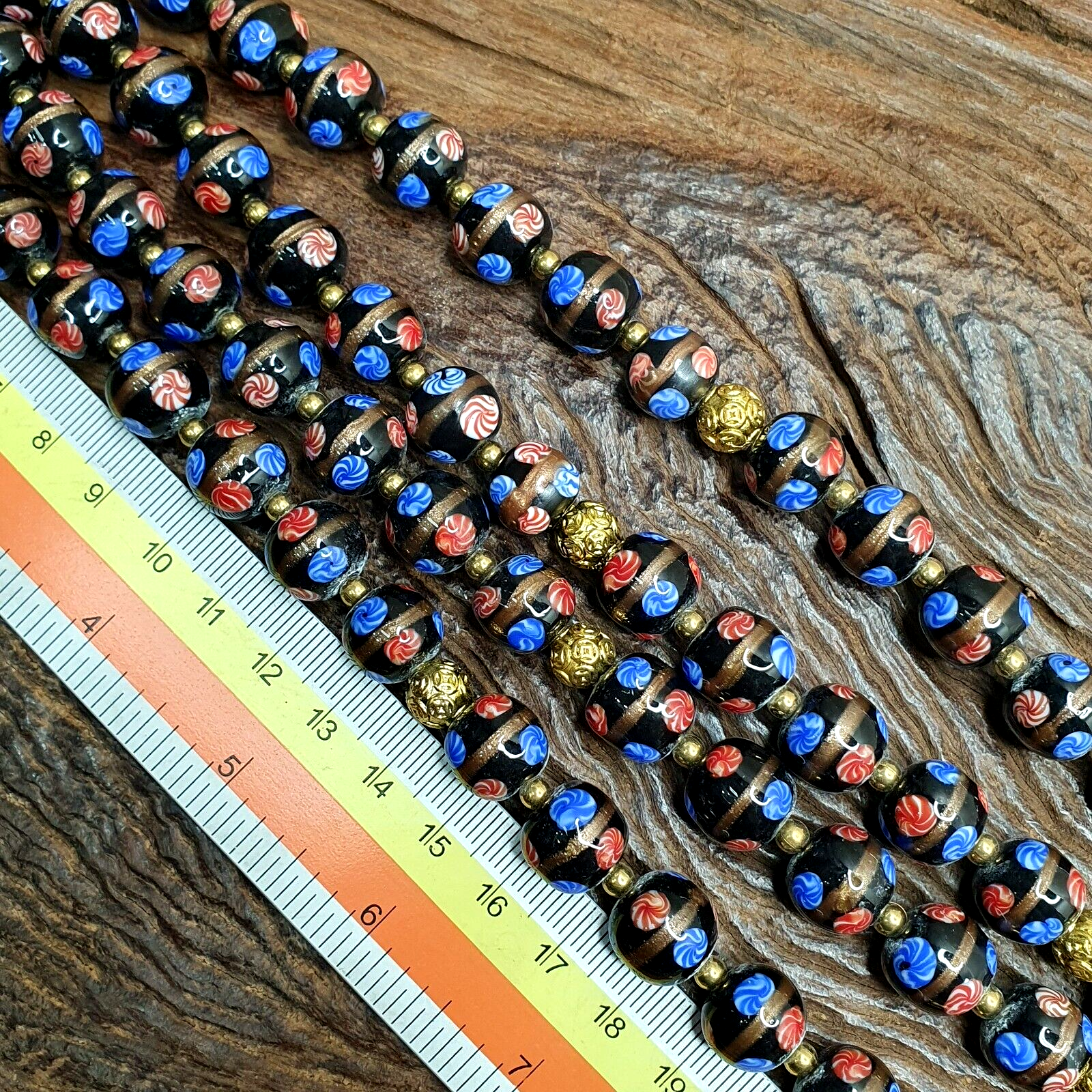 BEAUTIFUL MURANO Style Fancy ART 12MM Aventurine GLASS BEADS Strand
