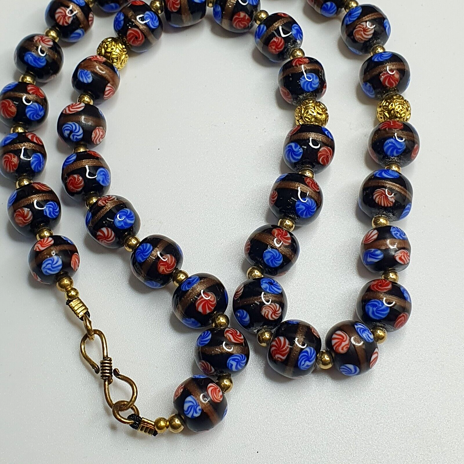 BEAUTIFUL MURANO Style Fancy ART 12MM Aventurine GLASS BEADS Strand