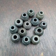 Antique Black Stone Decorative Bead — Hand Carved Beads  #Lot 13 Pcs