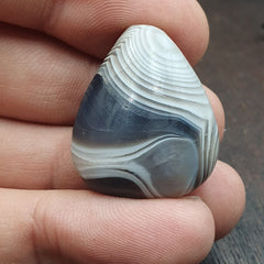 Antique Tibetan Gray Agate Bead Natural Patterns Agate Amulet 27.5x23.2 mm