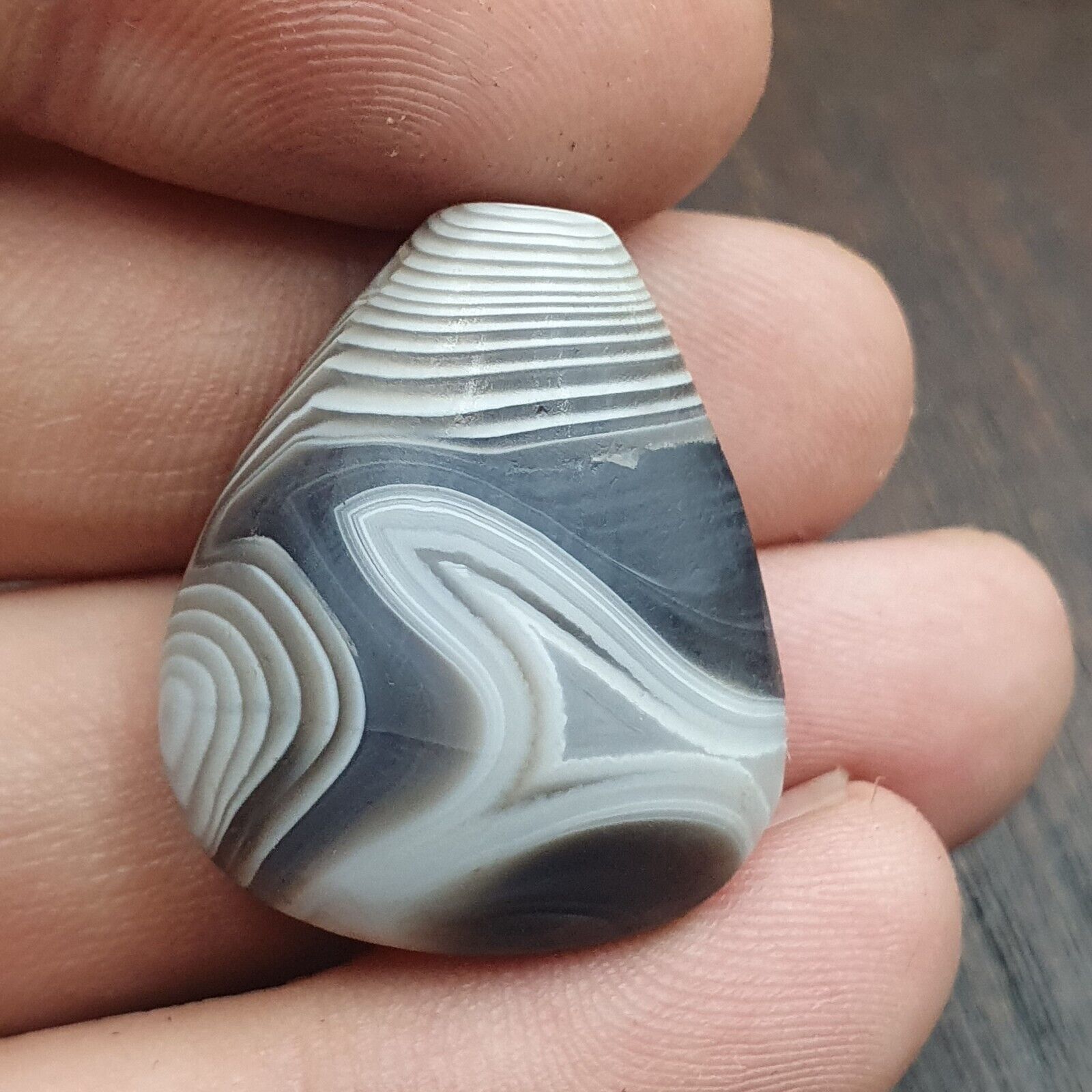 Antique Tibetan Gray Agate Bead Natural Patterns Agate Amulet 27.5x23.2 mm