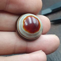 Antique Tibetan Luk Mik Goat Eye Agate Stone Cabochon for Ring Pendent 19.6mm