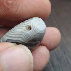 Antique Tibetan Gray Agate Bead Natural Patterns Agate Amulet 27.5x23.2 mm