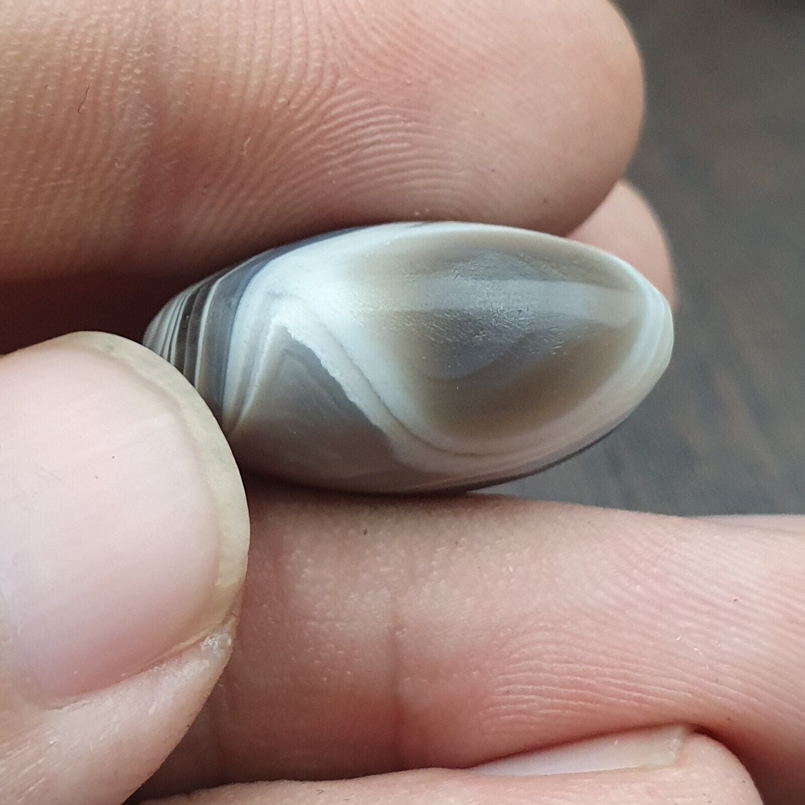 Antique Tibetan Gray Agate Bead Natural Patterns Agate Amulet 27.5x23.2 mm