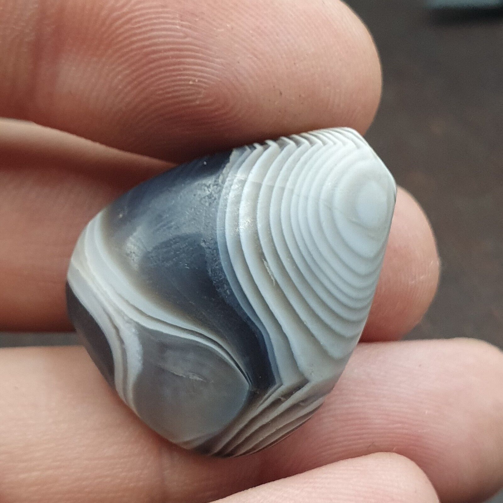 Antique Tibetan Gray Agate Bead Natural Patterns Agate Amulet 27.5x23.2 mm