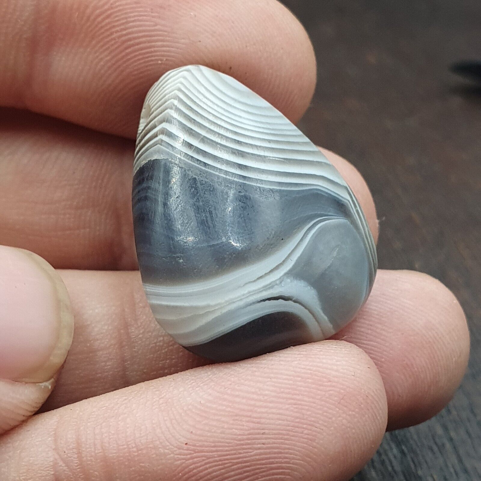 Antique Tibetan Gray Agate Bead Natural Patterns Agate Amulet 27.5x23.2 mm