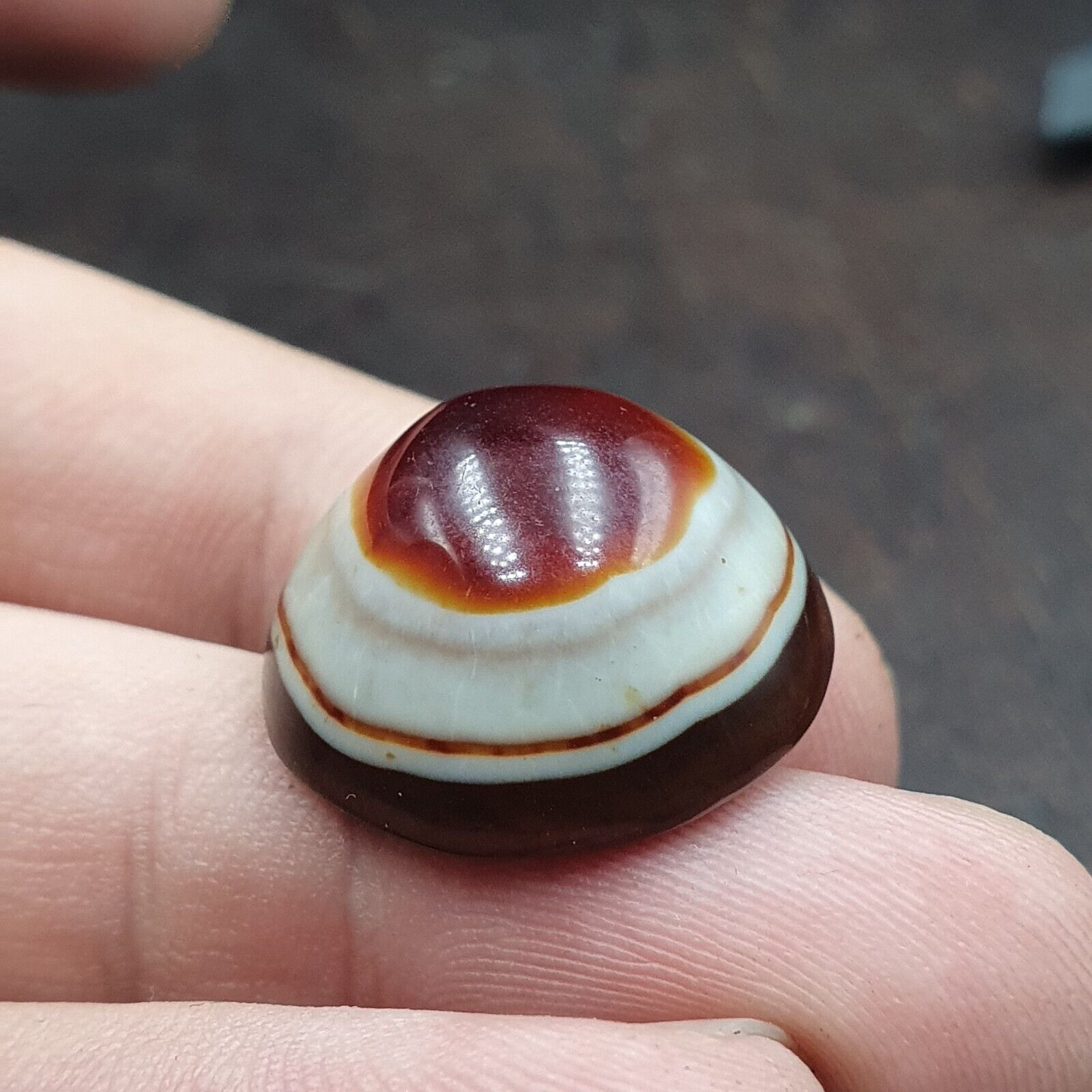 Antique Tibetan Luk Mik Goat Eye Agate Stone Cabochon for Ring Pendent 19.6mm