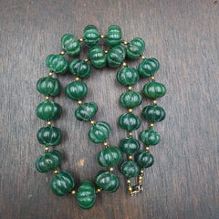 Vintage Chinese Tibetan Jade Carving jade Melon Shape Beads Necklaces