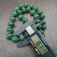 Vintage Chinese Tibetan Jade Carving jade Melon Shape Beads Necklaces