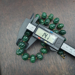 Vintage Chinese Tibetan Jade Carving jade Melon Shape Beads Necklaces