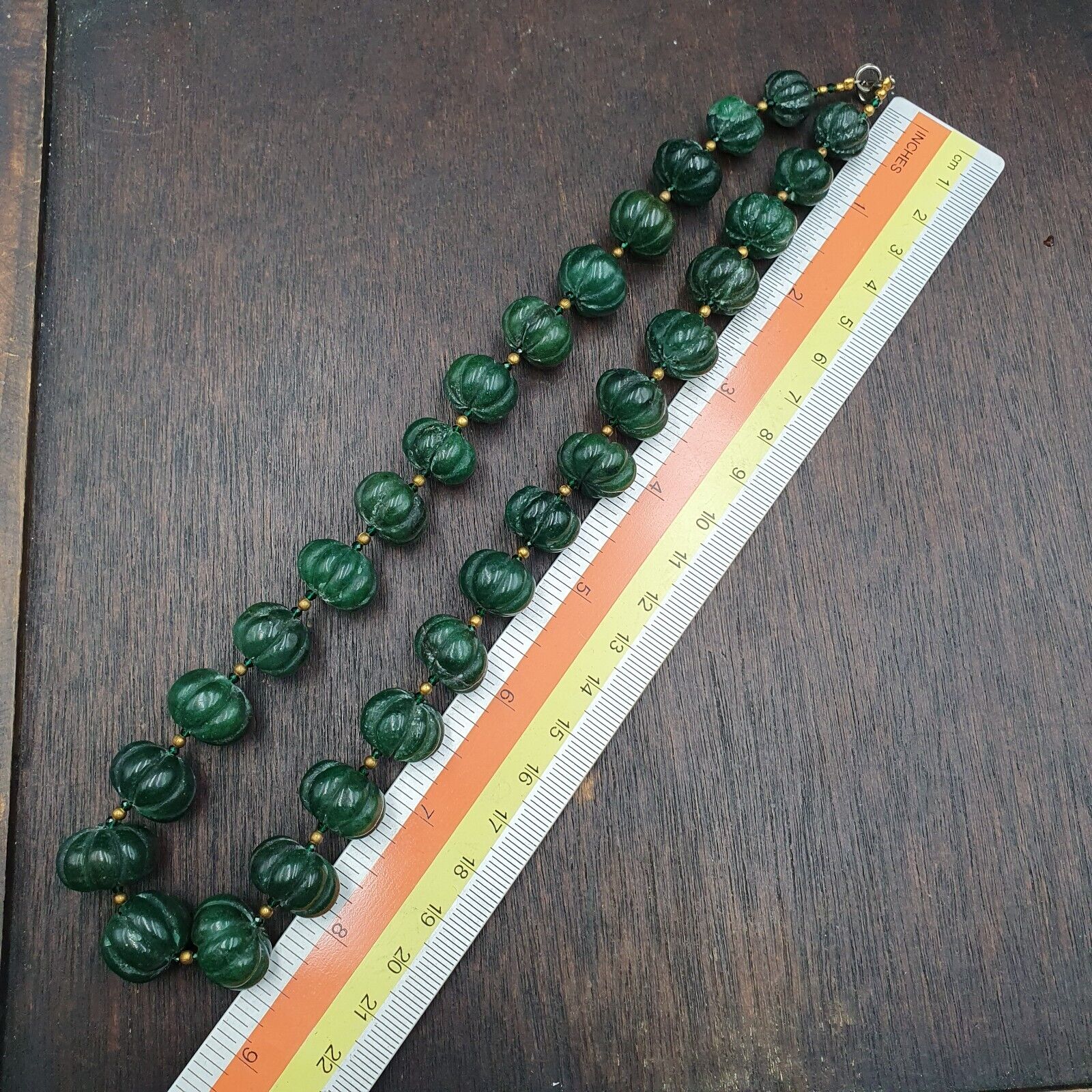 Vintage Chinese Tibetan Jade Carving jade Melon Shape Beads Necklaces