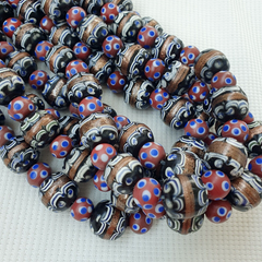 vintage Venetian Style Skunk Wedding cake Millefiori Fancy glass beads 18-10mm