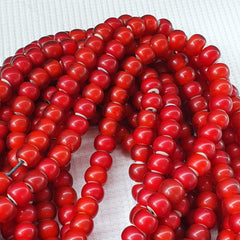 9mm Venetian White Heart Trade Beads Necklace 28" long