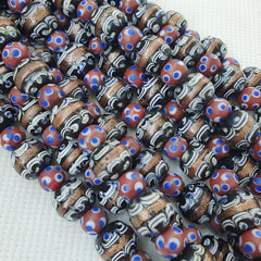 vintage Venetian Style Skunk Wedding cake Millefiori Fancy glass beads 18-10mm