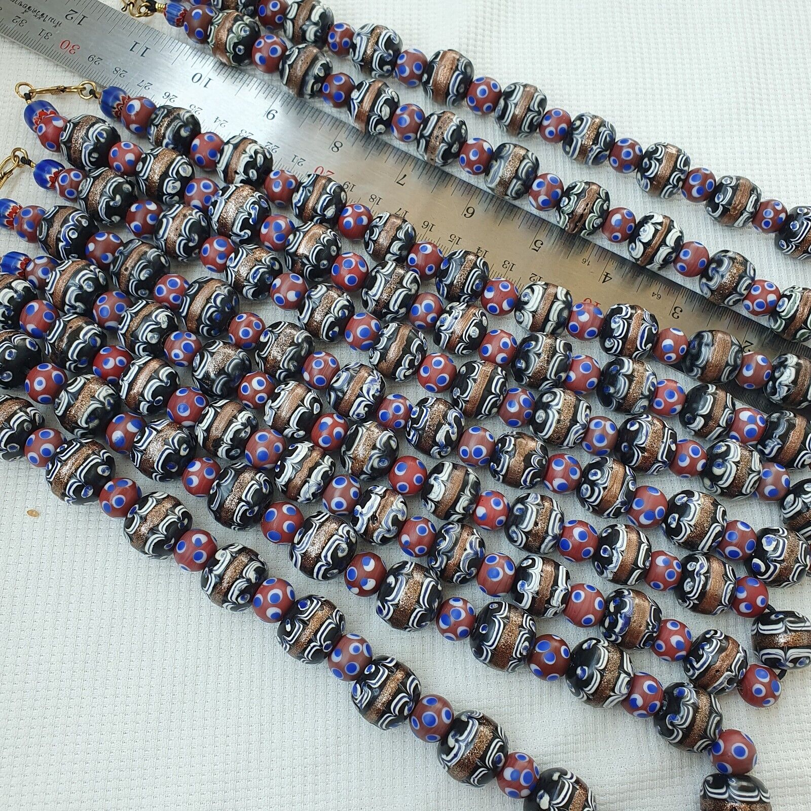 vintage Venetian Style Skunk Wedding cake Millefiori Fancy glass beads 18-10mm