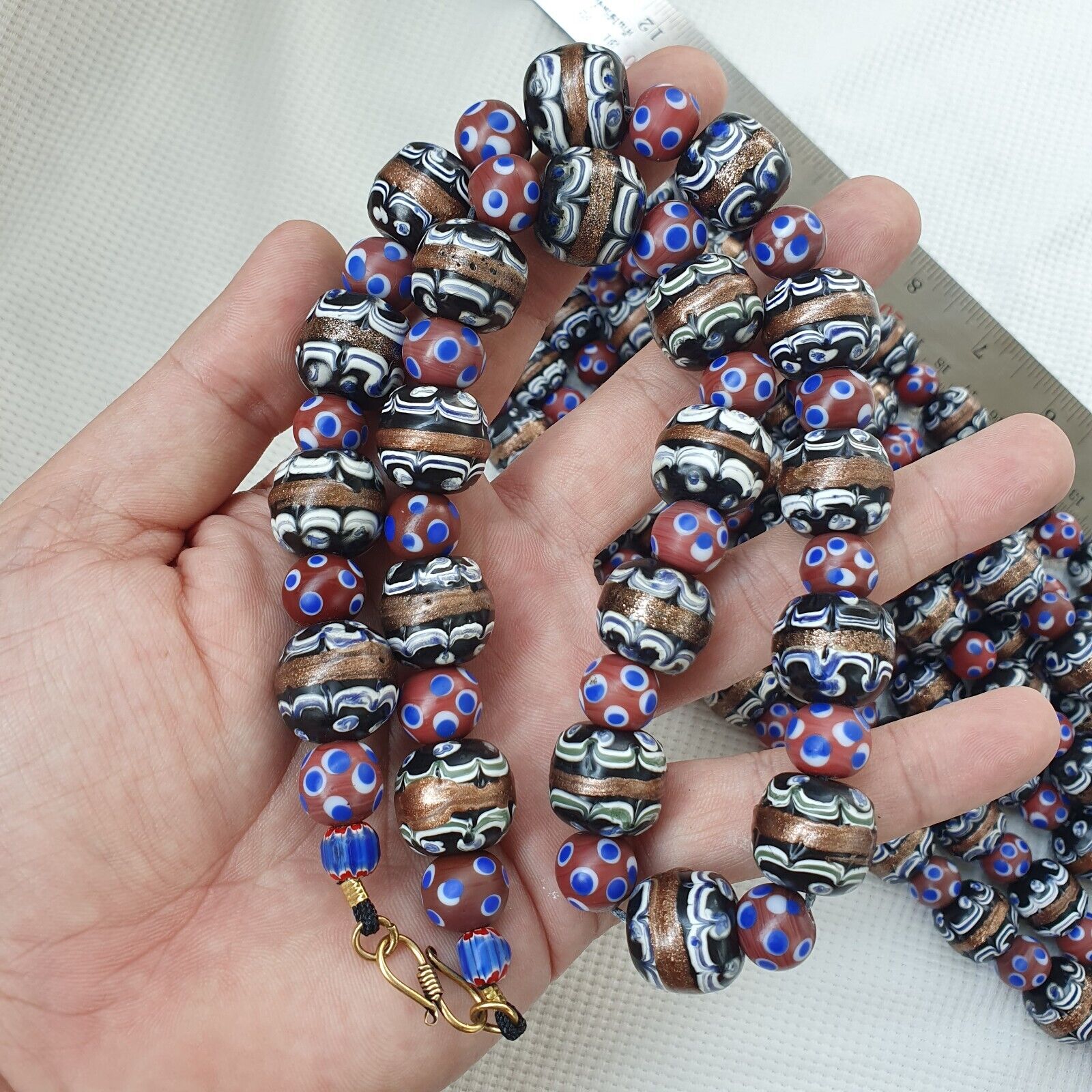 vintage Venetian Style Skunk Wedding cake Millefiori Fancy glass beads 18-10mm