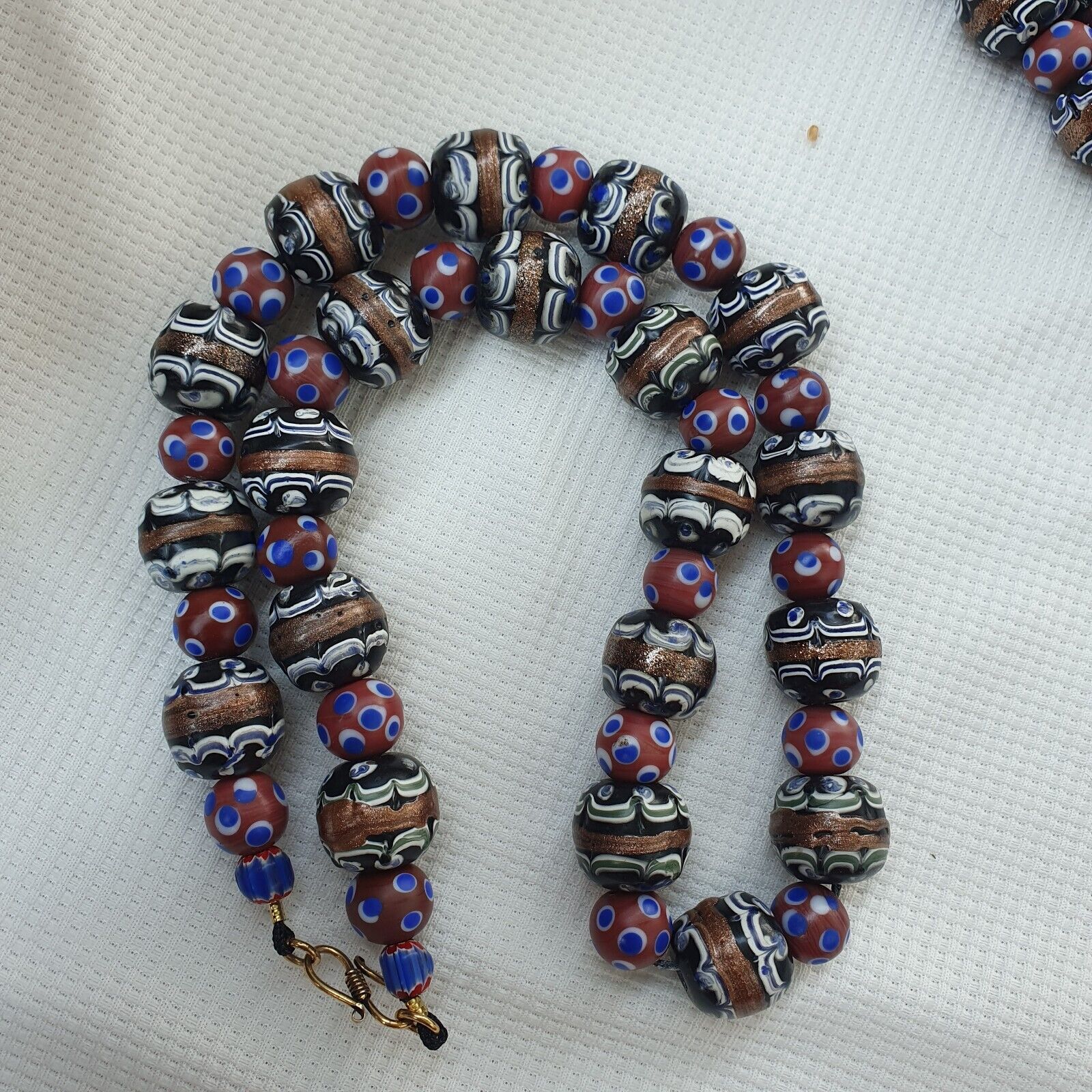 vintage Venetian Style Skunk Wedding cake Millefiori Fancy glass beads 18-10mm