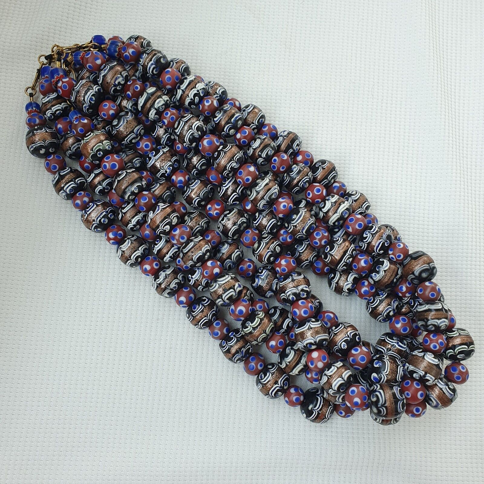 vintage Venetian Style Skunk Wedding cake Millefiori Fancy glass beads 18-10mm