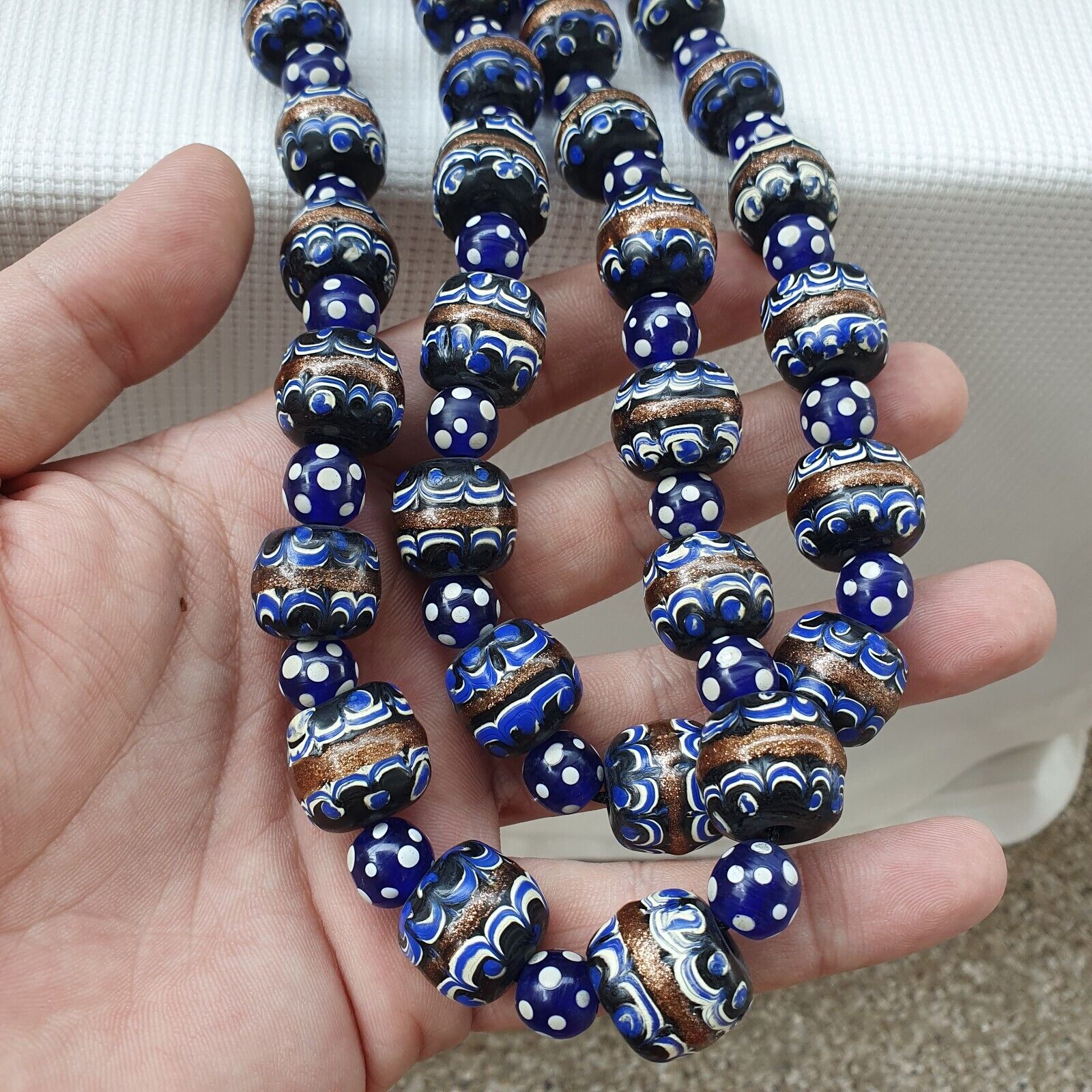 vintage Venetian Style Wedding cake Millefiori Fancy glass beads 18mm