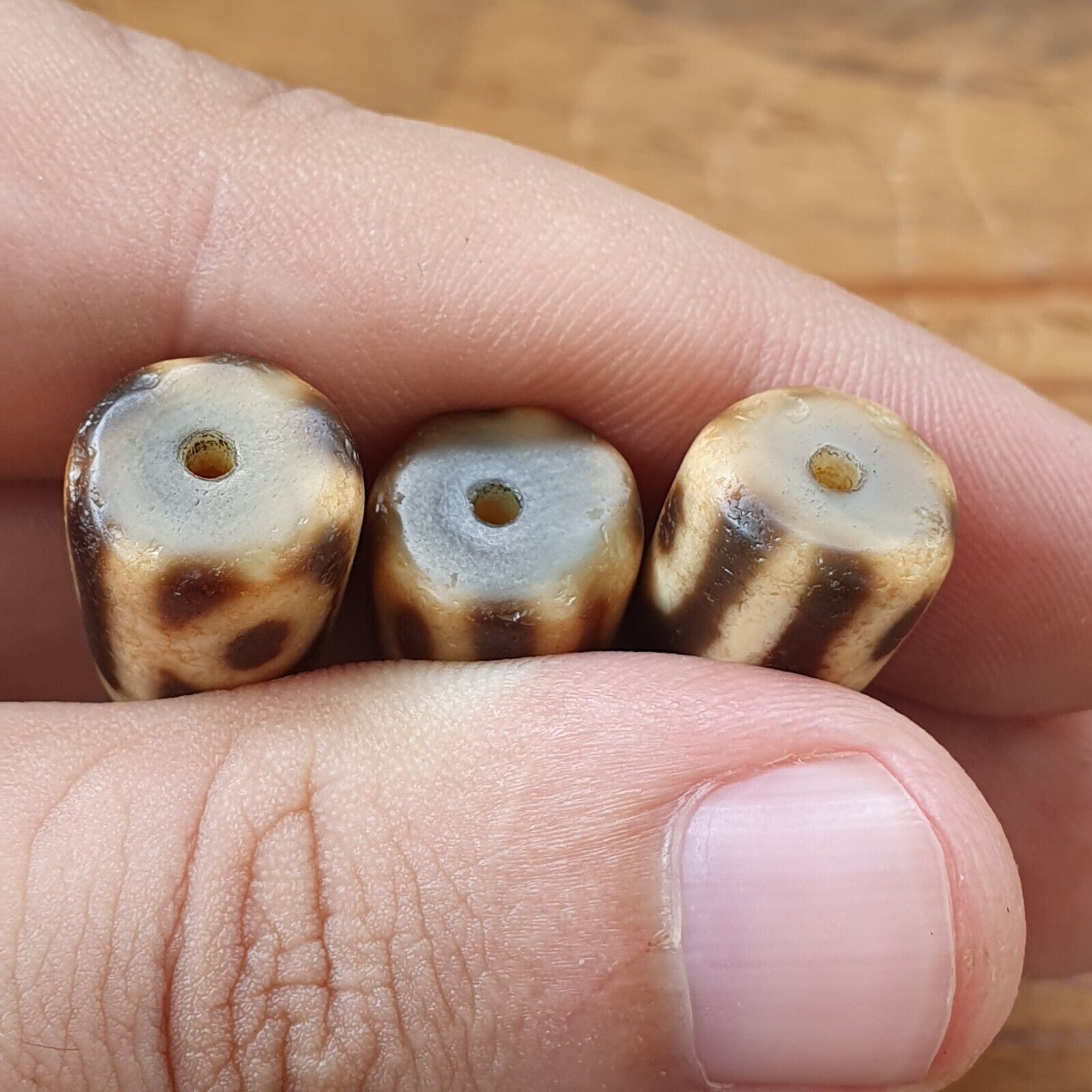 Lot 3 PCS Antique Himalayan Indo Tibetan Agate Dzi Bead Amulet #TBC-Lot3