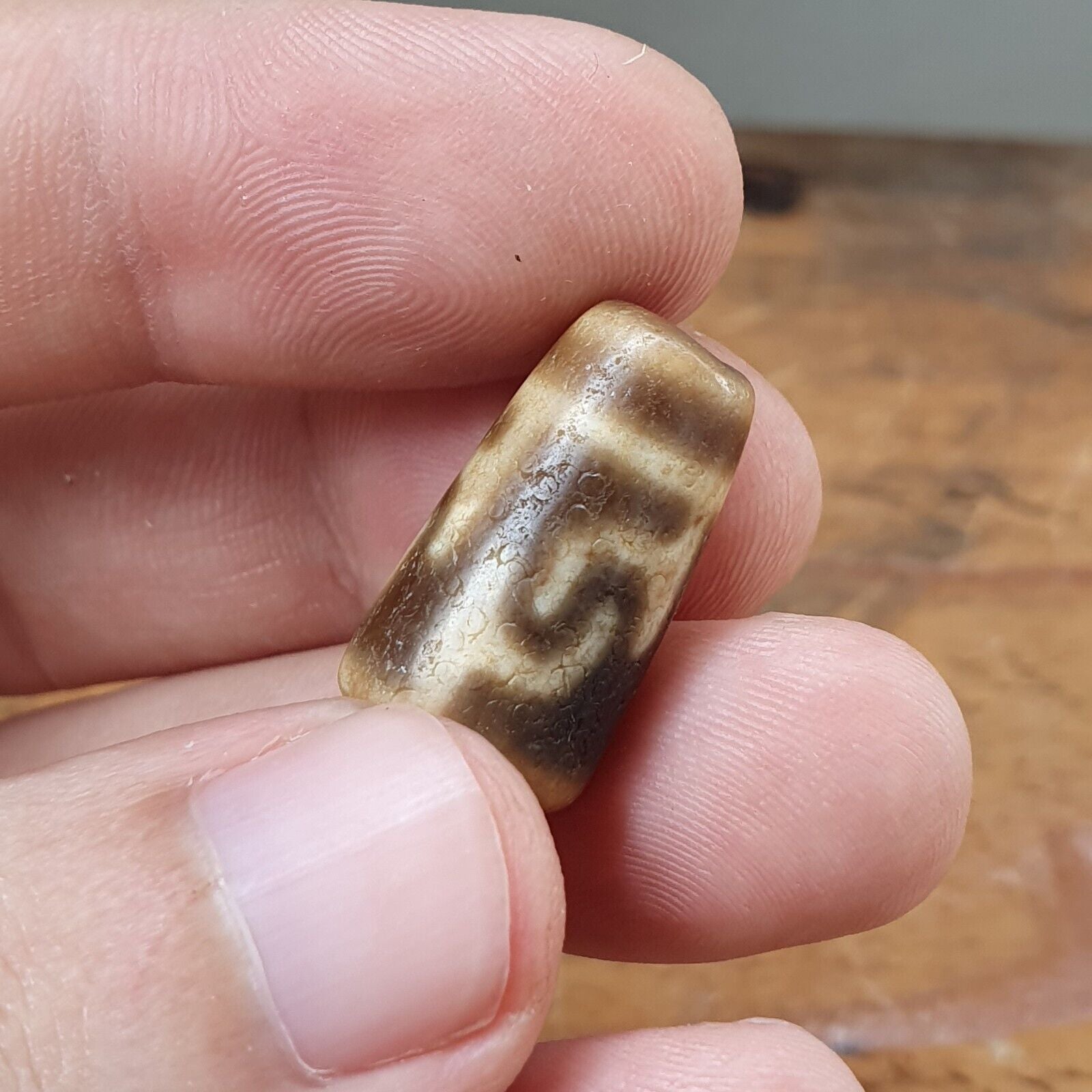 Antique Himalayan Indo Tibetan Agate Dzi Bead Amulet #TBC-4