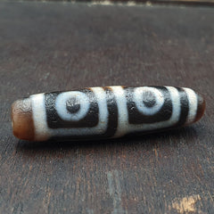 Unique Pattern 4 eyes Himalayan Tibetan Agate Dzi Bead Amulet