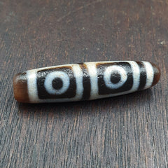 Unique Pattern 4 eyes Himalayan Tibetan Agate Dzi Bead Amulet
