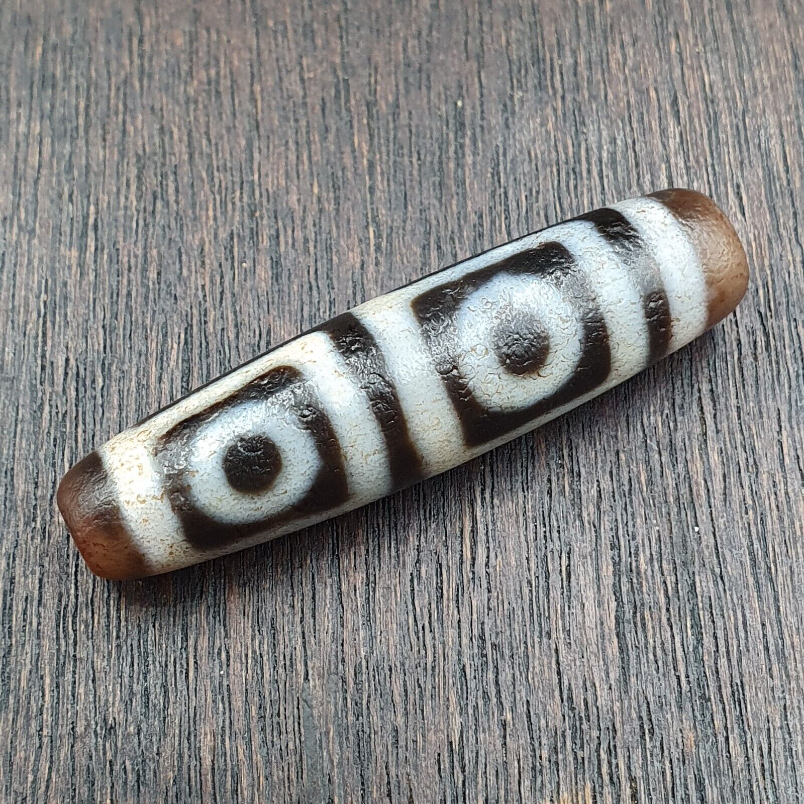 Unique Pattern 4 eyes Himalayan Tibetan Agate Dzi Bead Amulet