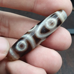 Very Rare 5 eyes Unique Pattern Himalayan Indo Tibetan Agate Dzi Bead Amulet