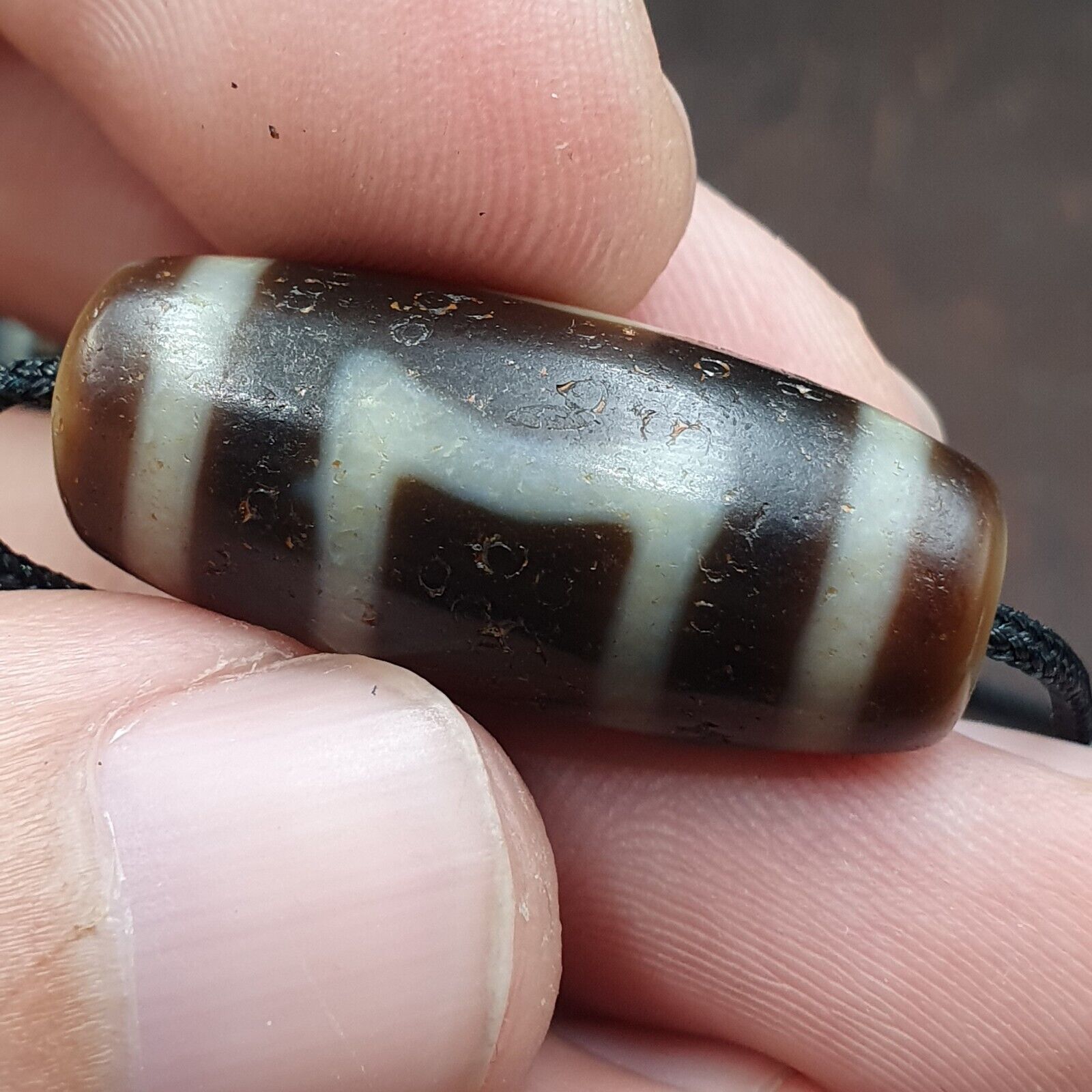 Antique Himalayan Tibetan Agate Dzi Bead Amulet Very Fine Smooth Fatina Bead