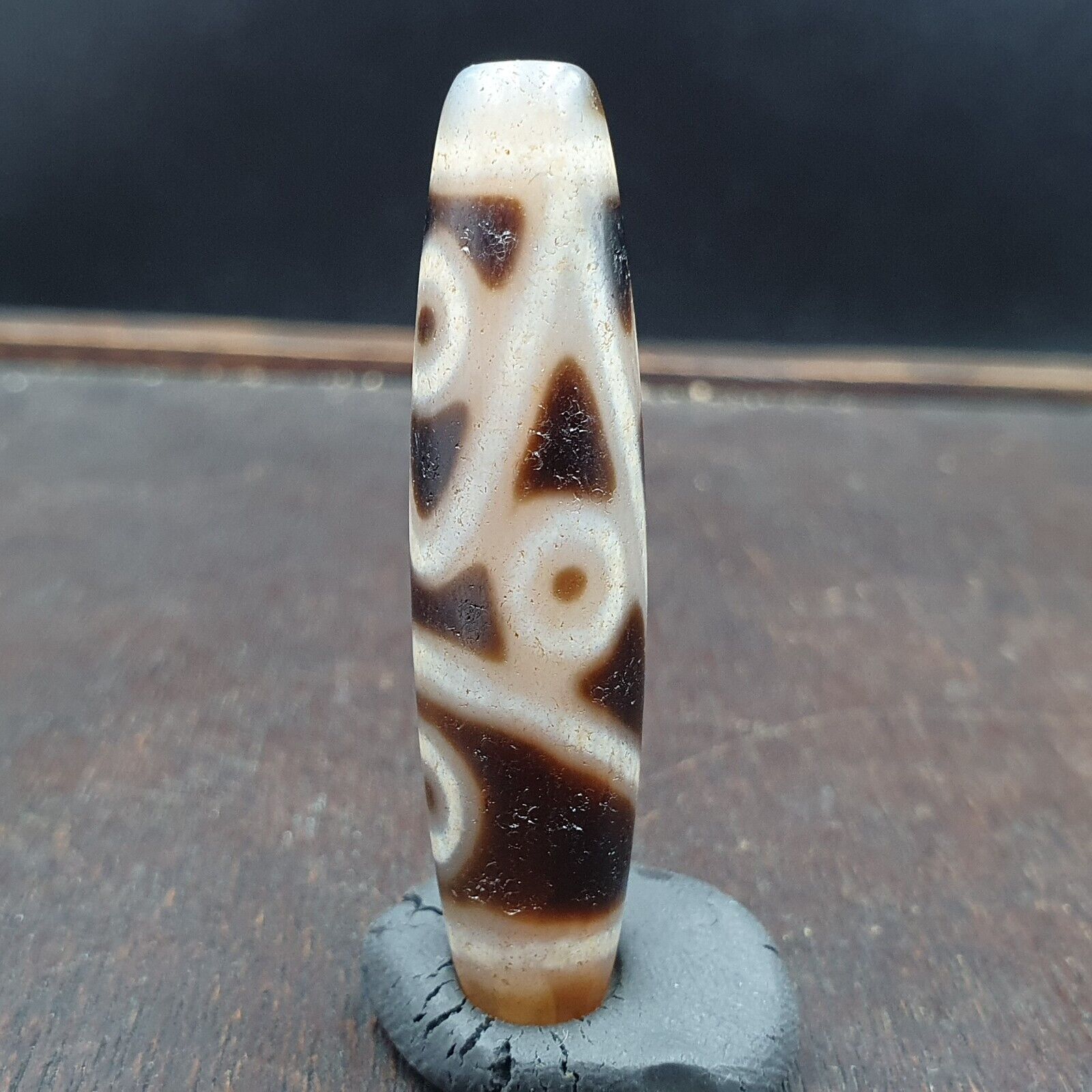 Very Rare 5 eyes Unique Pattern Himalayan Indo Tibetan Agate Dzi Bead Amulet