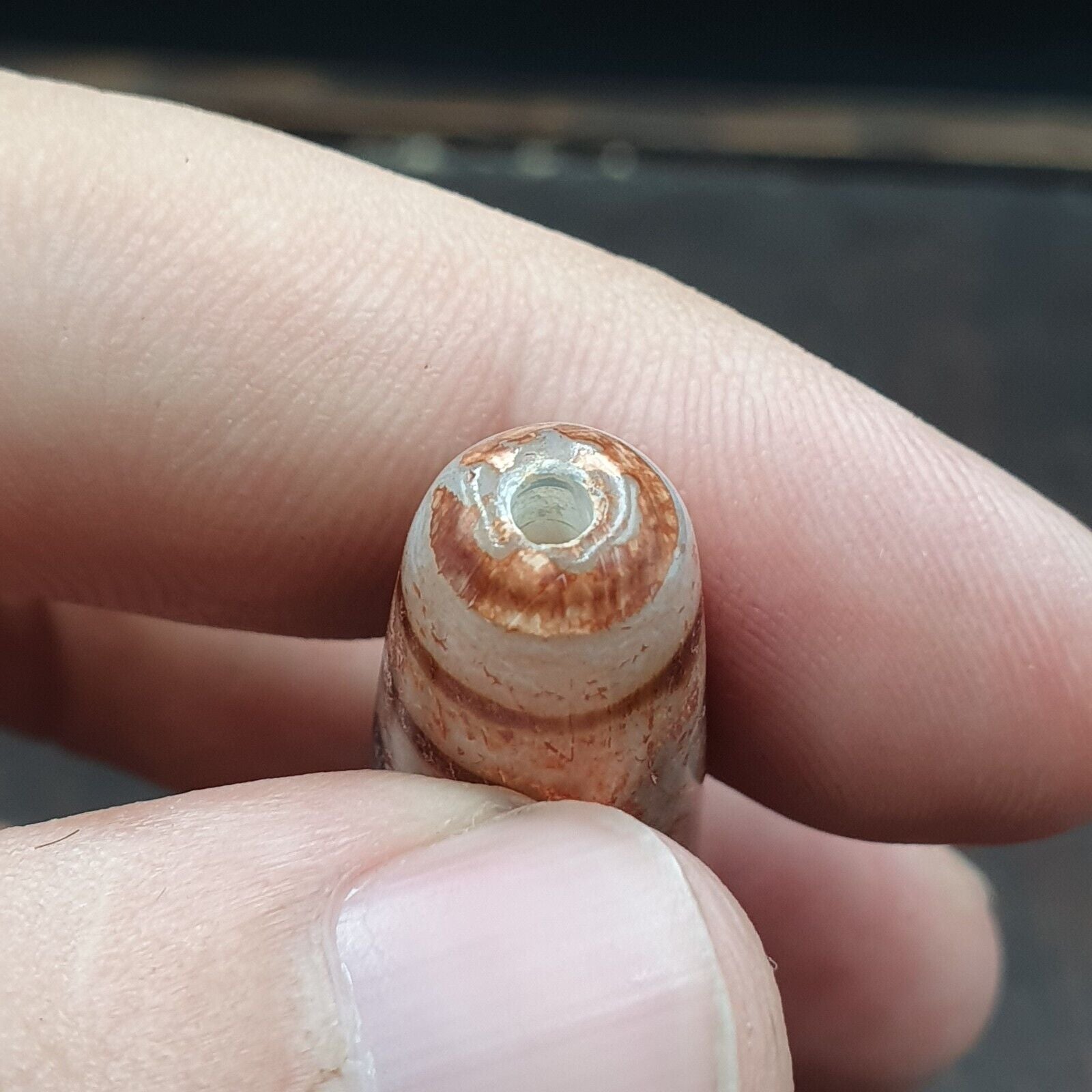 Rusted 7 eyes Powerful Himalayan Indo Tibetan Agate Dzi Bead Amulet