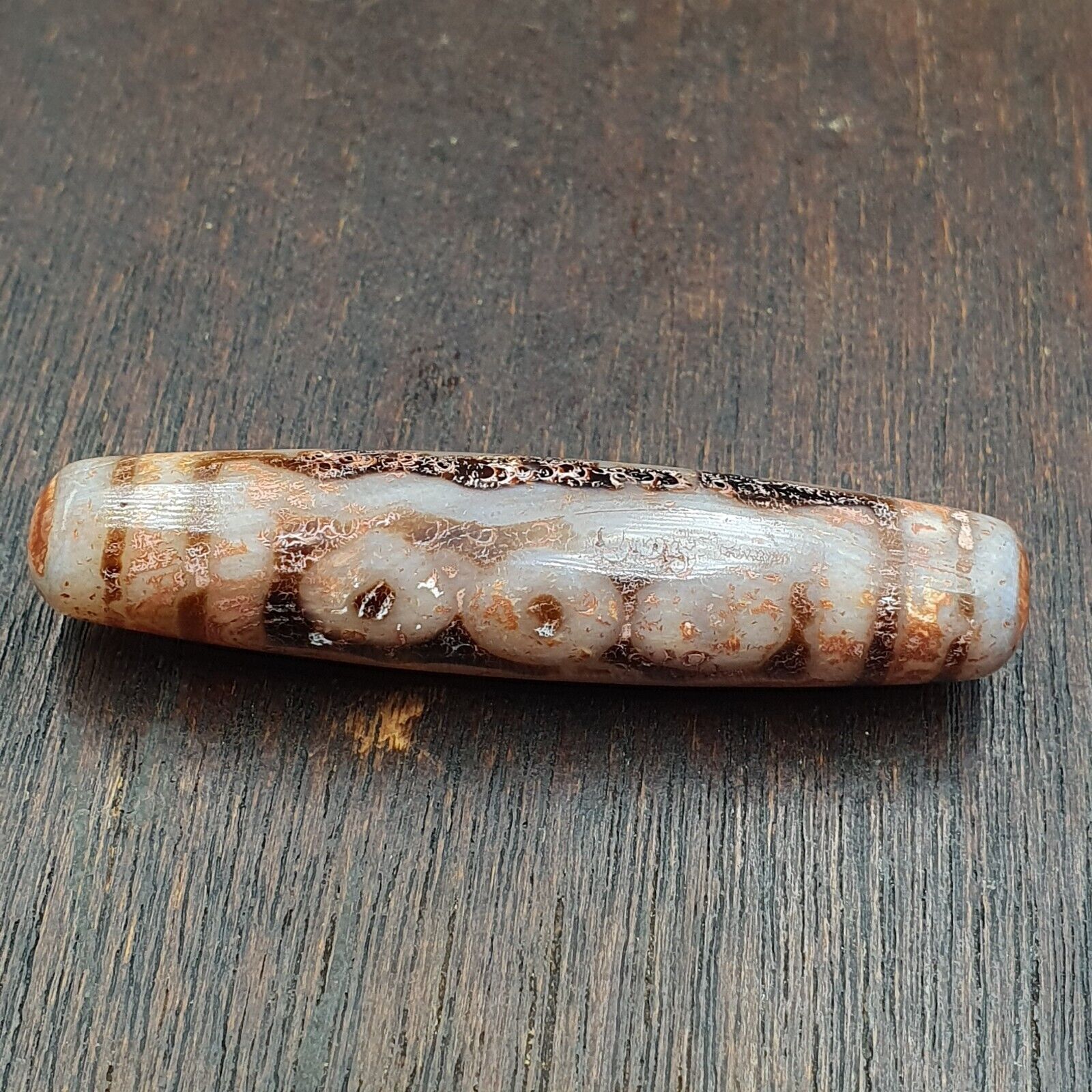 Rusted 7 eyes Powerful Himalayan Indo Tibetan Agate Dzi Bead Amulet