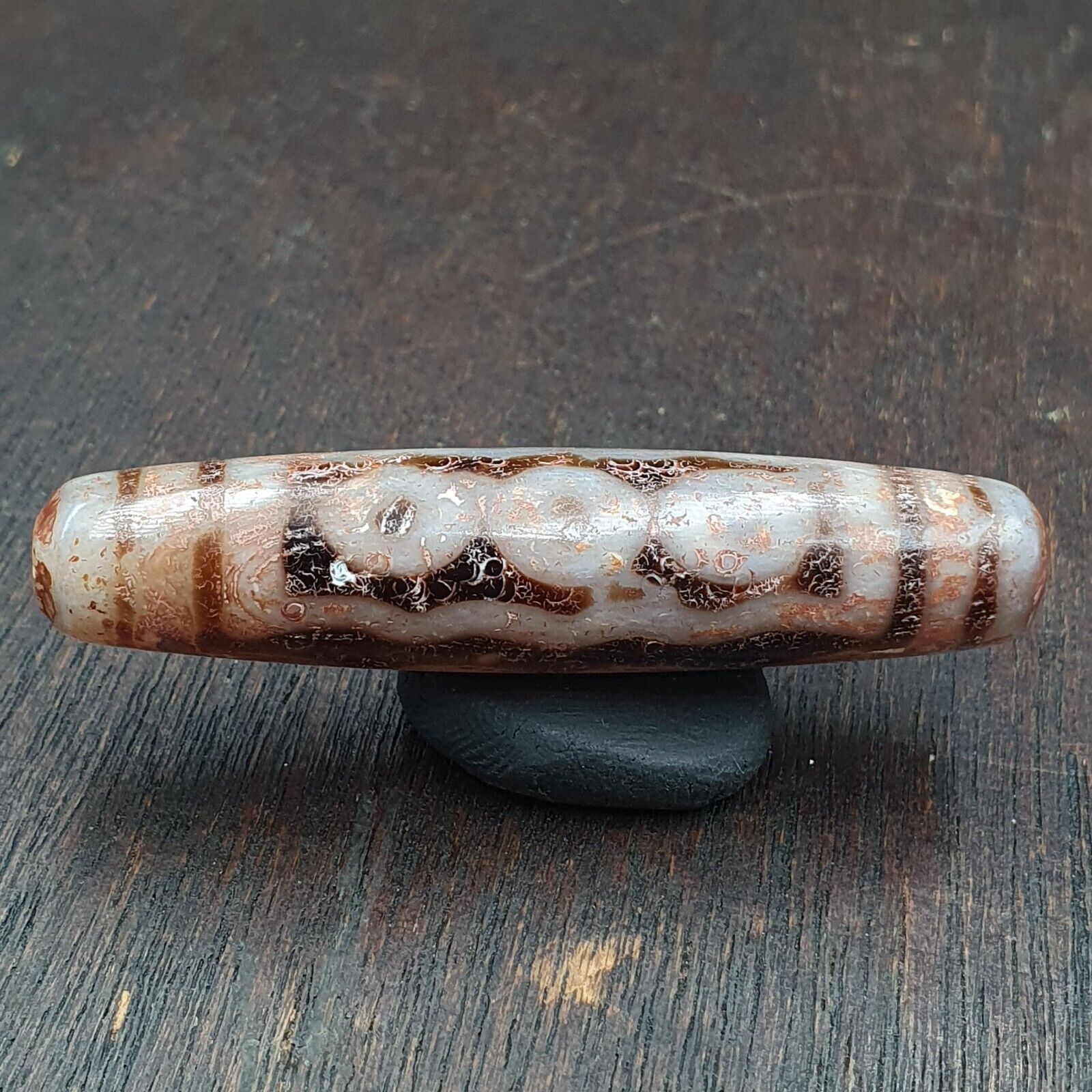 Rusted 7 eyes Powerful Himalayan Indo Tibetan Agate Dzi Bead Amulet