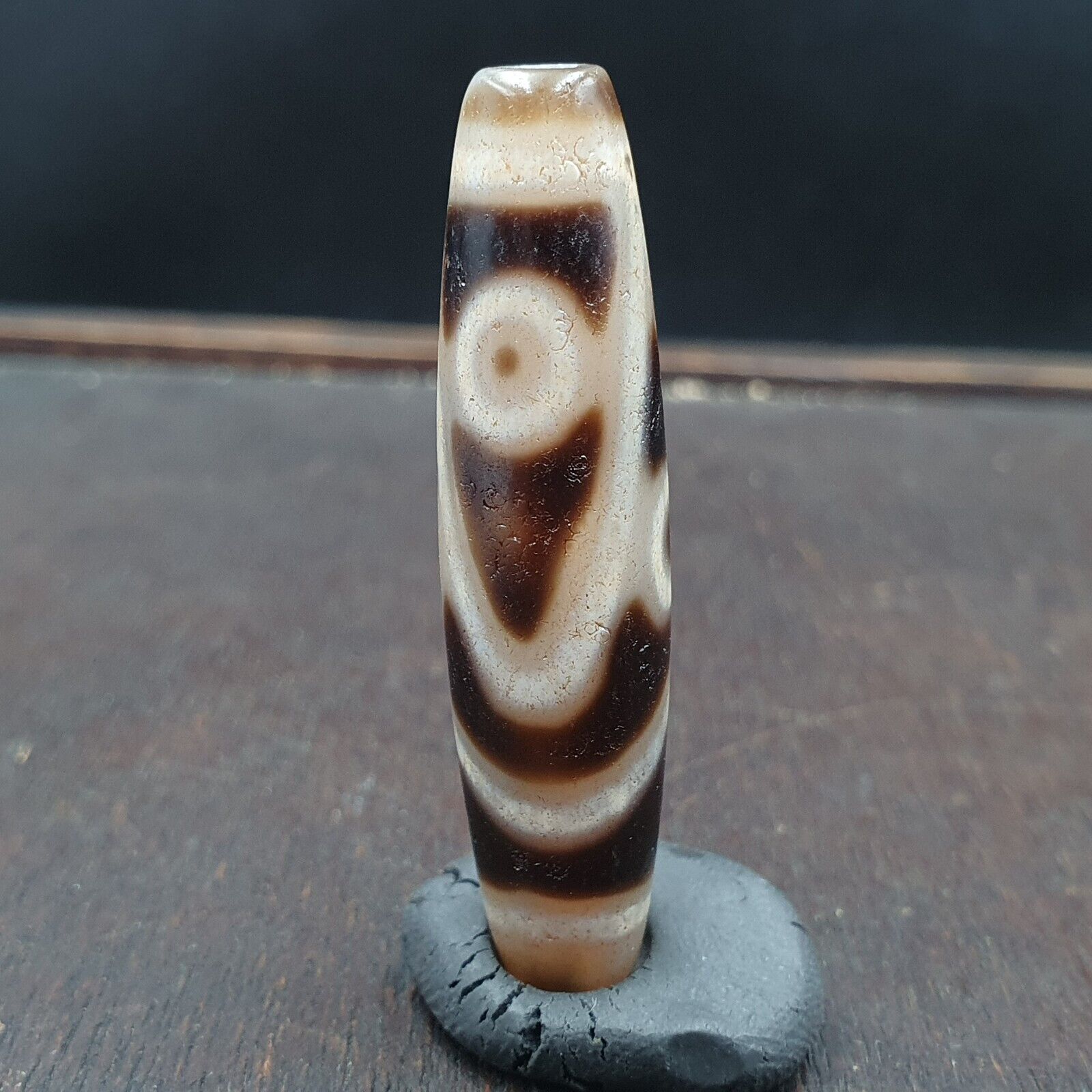 Very Rare 5 eyes Unique Pattern Himalayan Indo Tibetan Agate Dzi Bead Amulet